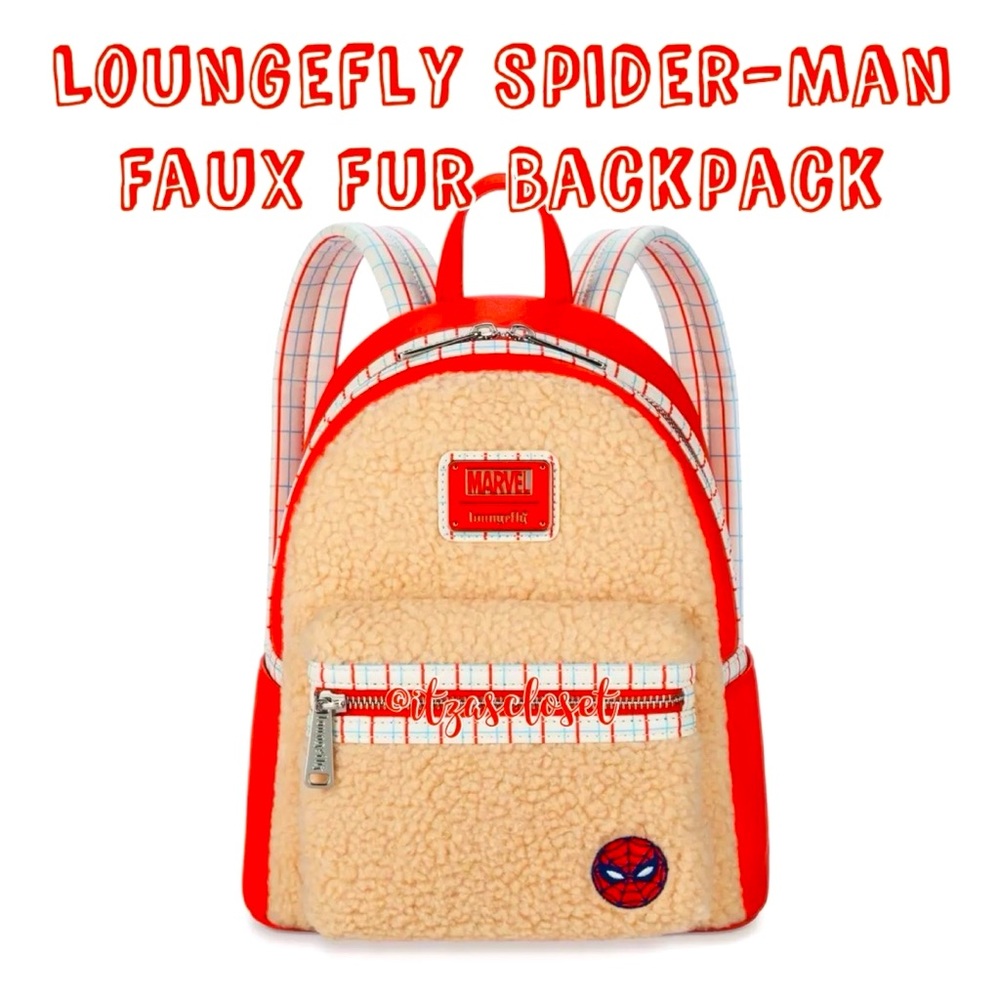 Loungefly Marvel Spider-Man Faux Fur Mini Backpack NWT